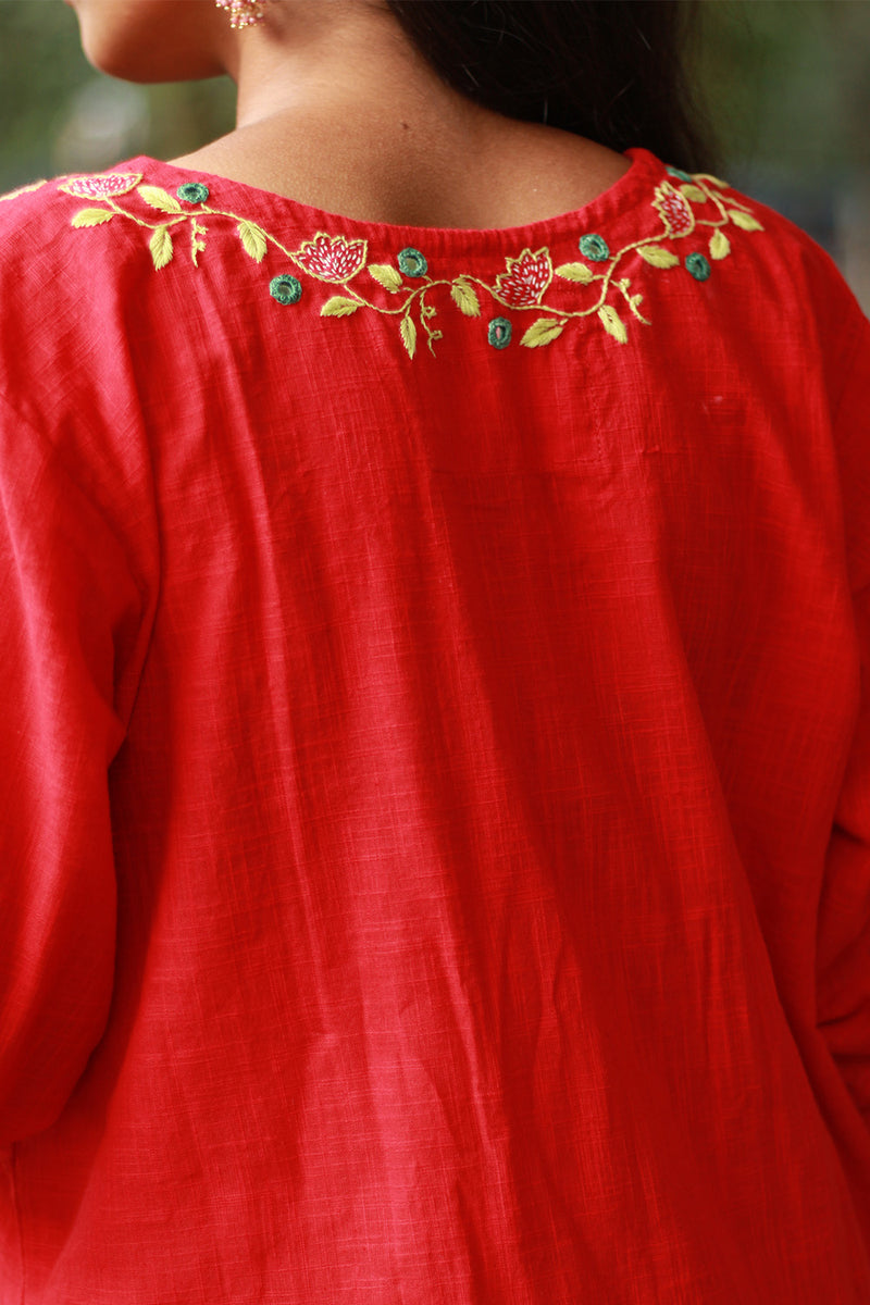 Zoya | Sharara Kurta Co-ord Set| Teal & Red Sanganeri