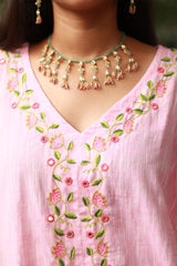 Zoya | Sharara Kurta Co-ord Set| Green & Pink Sanganeri