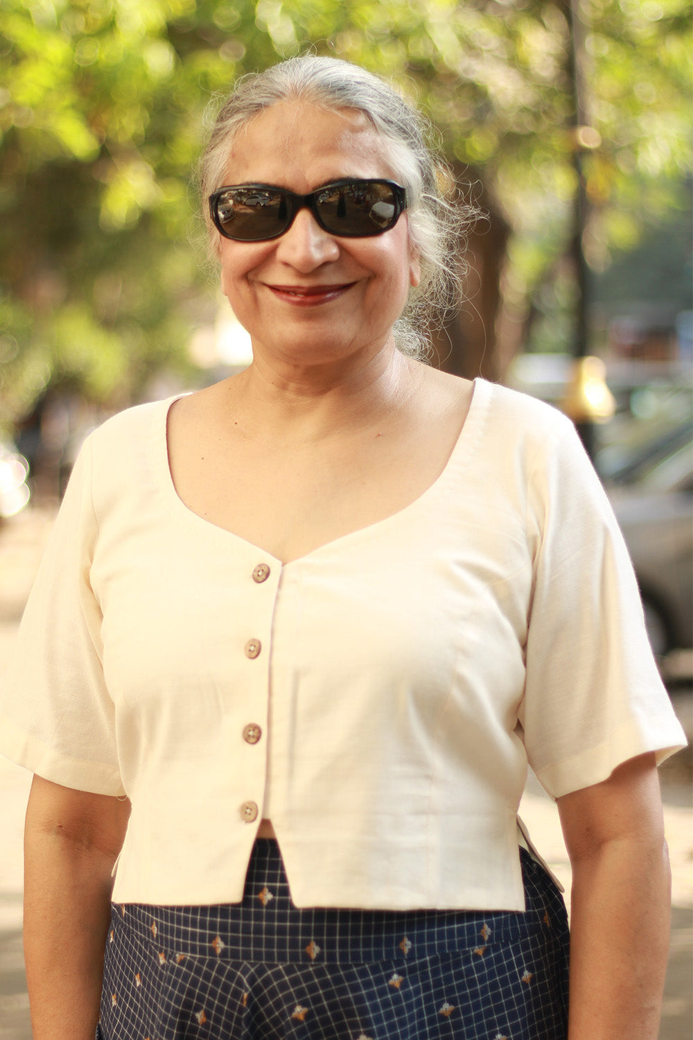 Cropped Shirt-Blouse | Cotton | Ivory