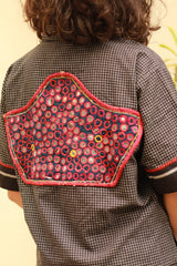 Cropped Shirt-Blouse With Mirrorwork | Noir Checks