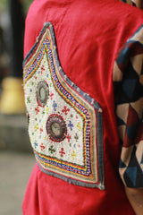 Cropped Shirt /  Blouse with Mirrorwork | Rouge