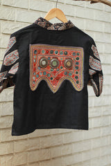 Cropped Shirt / Blouse With Mirrorwork | Noir
