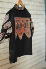 Cropped Shirt / Blouse With Mirrorwork | Noir