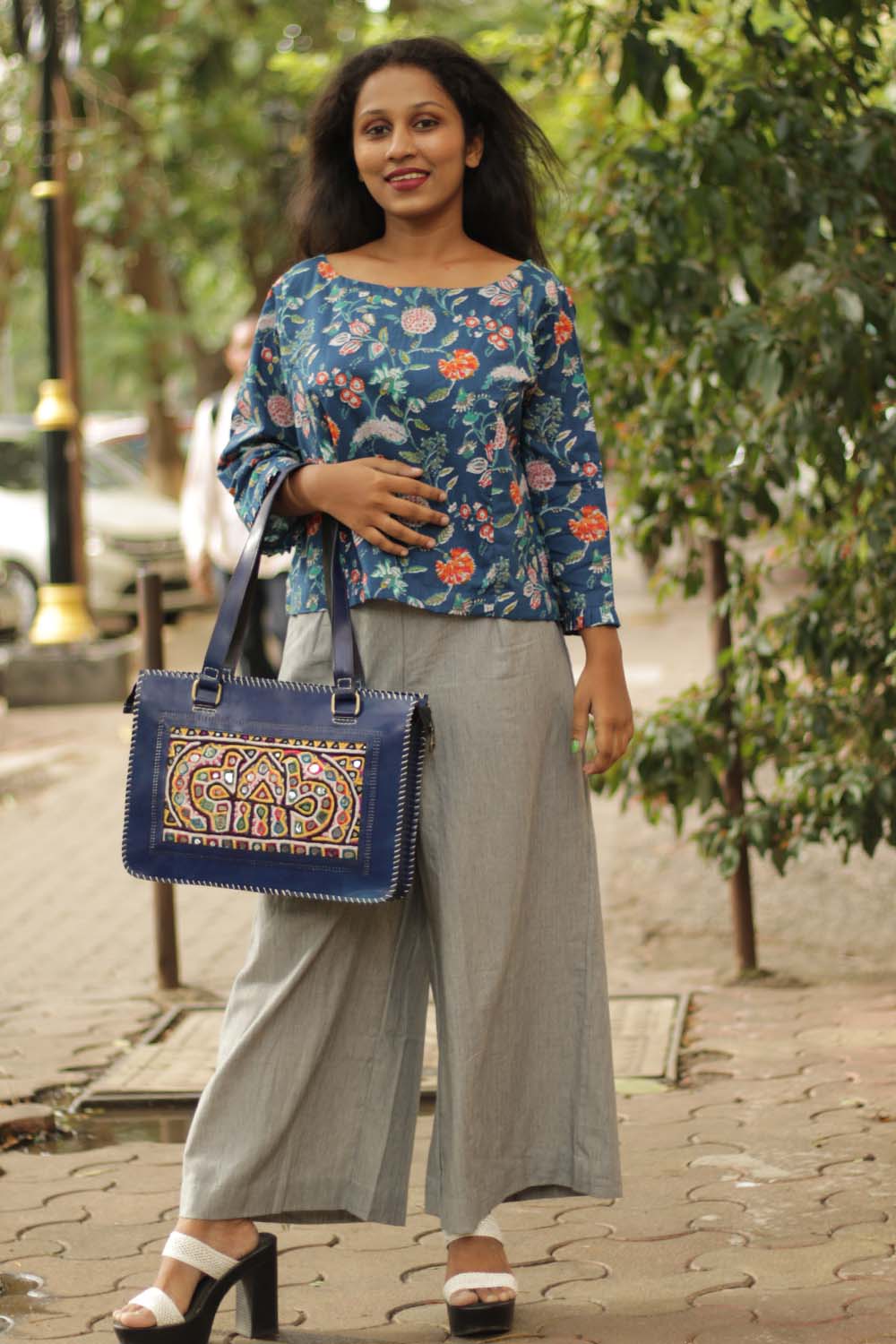 Sanganeri Crop Top- Lapis Florals