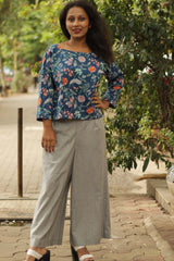 Sanganeri Crop Top- Lapis Florals