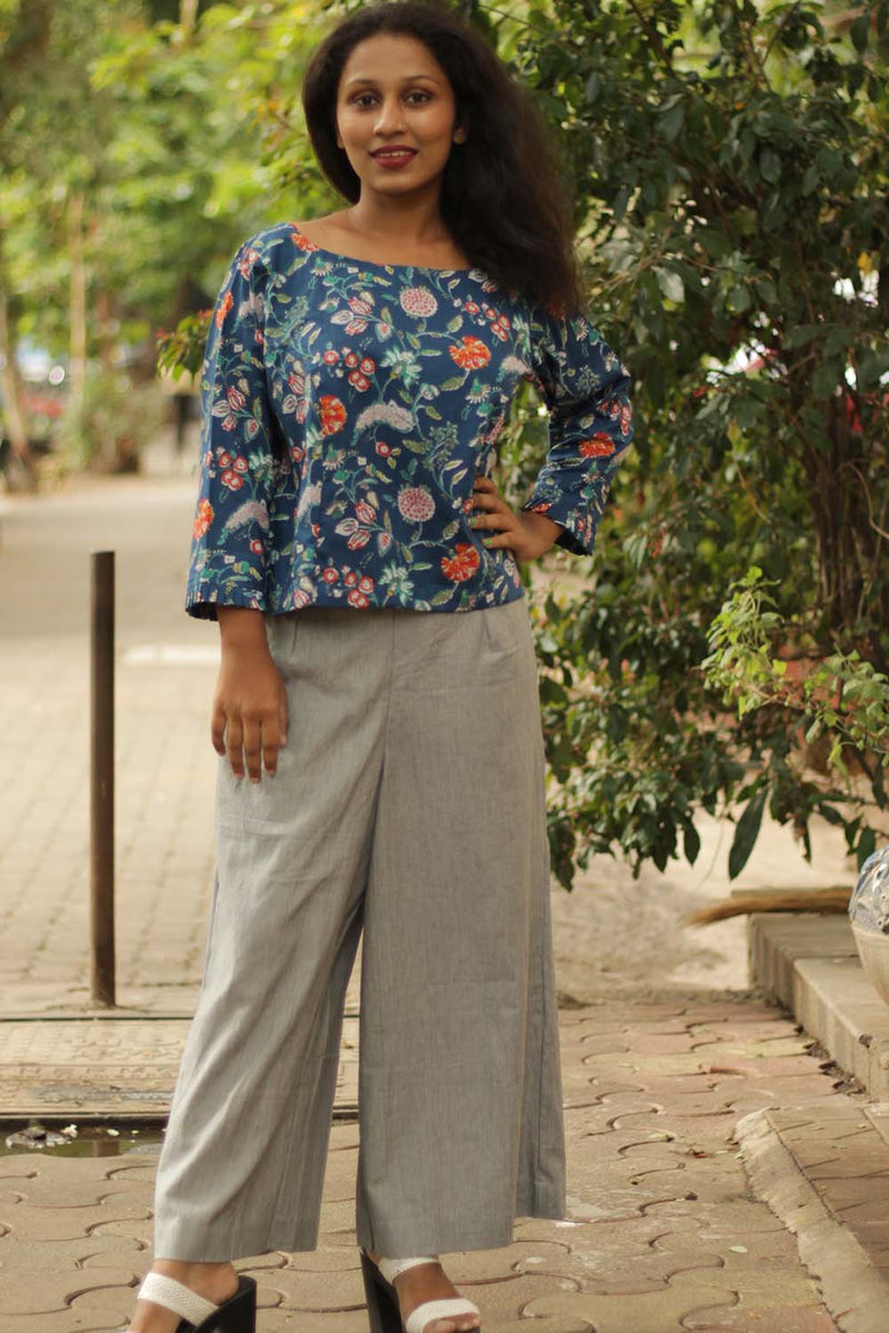Sanganeri Crop Top- Lapis Florals