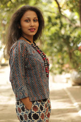 Ajrakh Crop Top- Blue Kairi