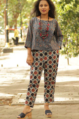 Ajrakh Crop Top- Blue Kairi