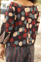 Ajrakh Crop Top- Noir Polka