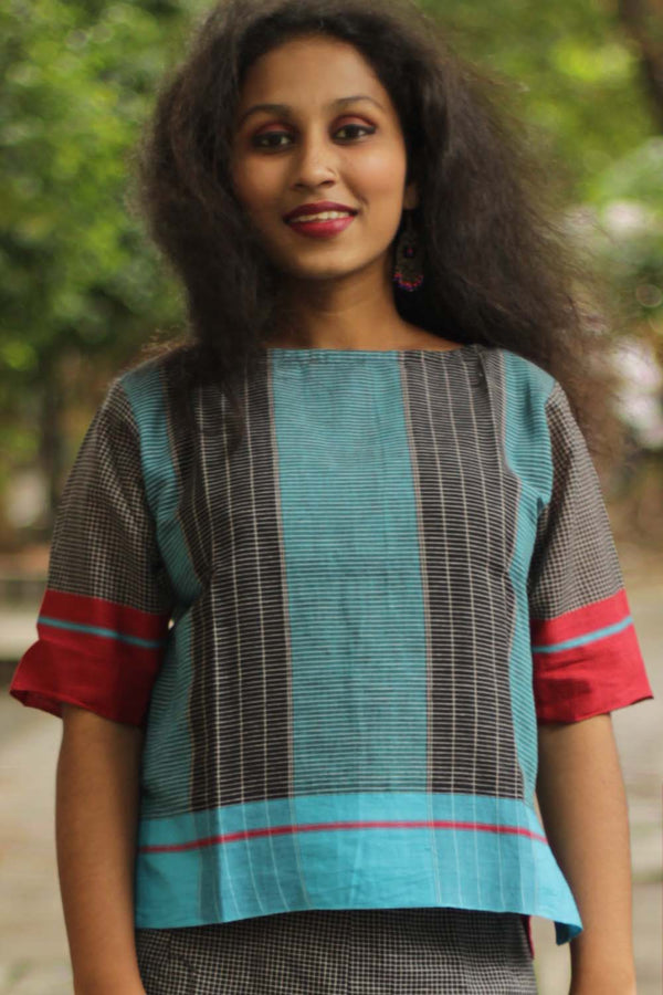 Vairagi | Patteda Anchu Crop Top | Aqua