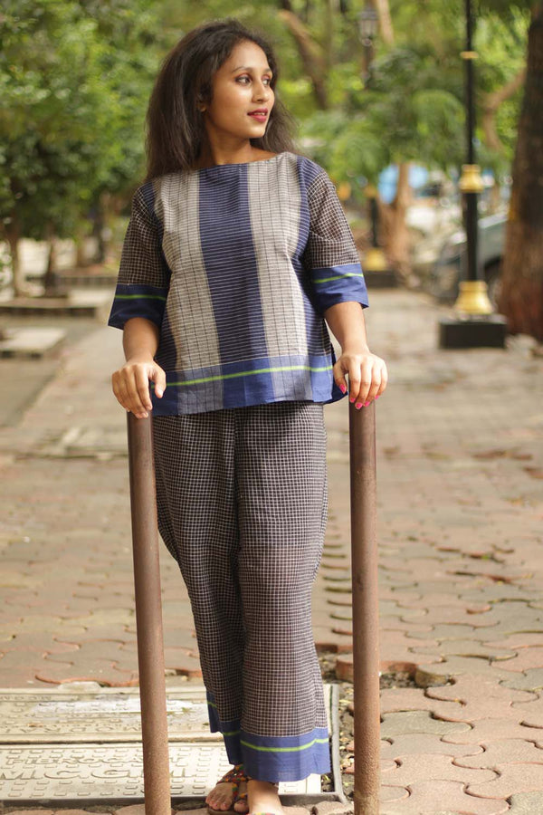 Vairagi | Patteda Anchu Crop Top | Cobalt