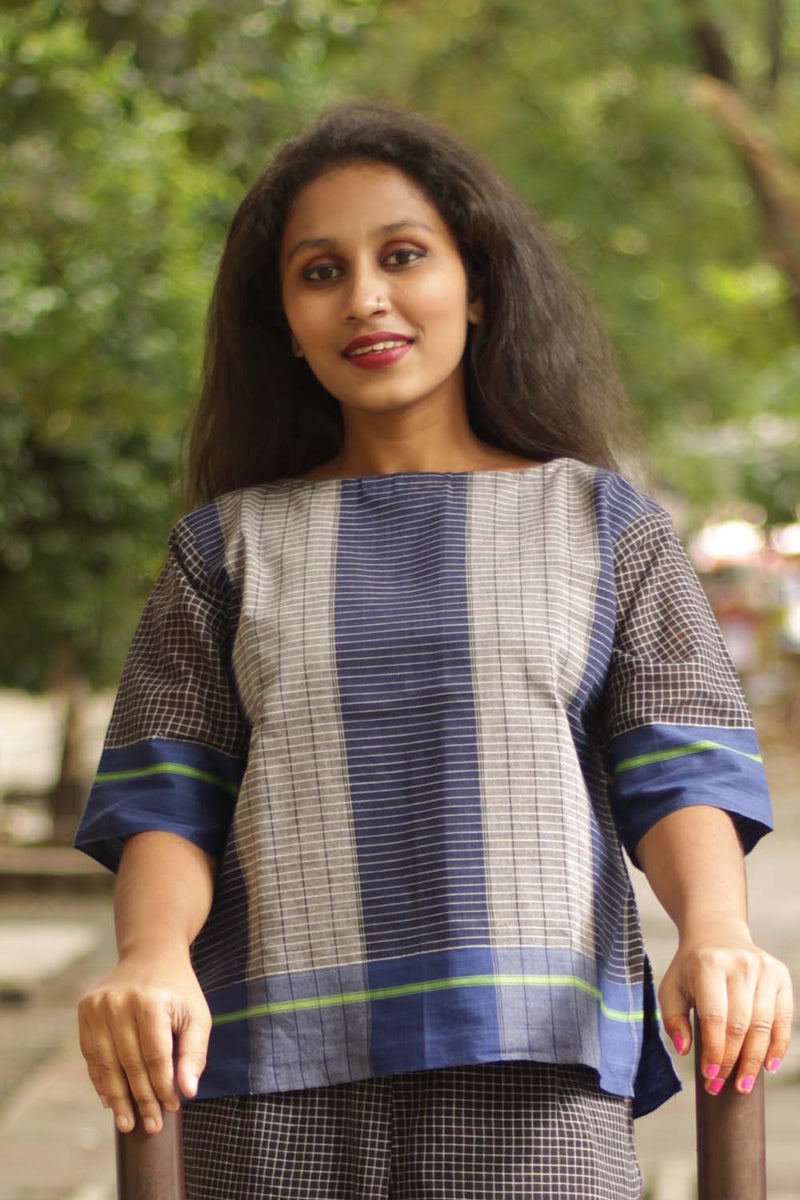 Vairagi | Patteda Anchu Crop Top | Cobalt