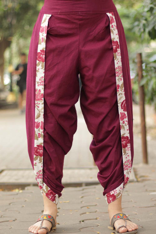 Dhoti Pants | Burgundy Red Cotton