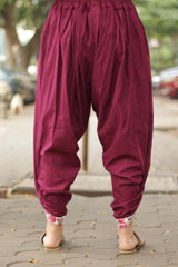 Dhoti Pants | Burgundy Red Cotton