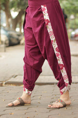 Dhoti Pants | Burgundy Red Cotton