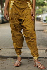 Dhoti Pants | Mustard with Yellow Sanganeri accent