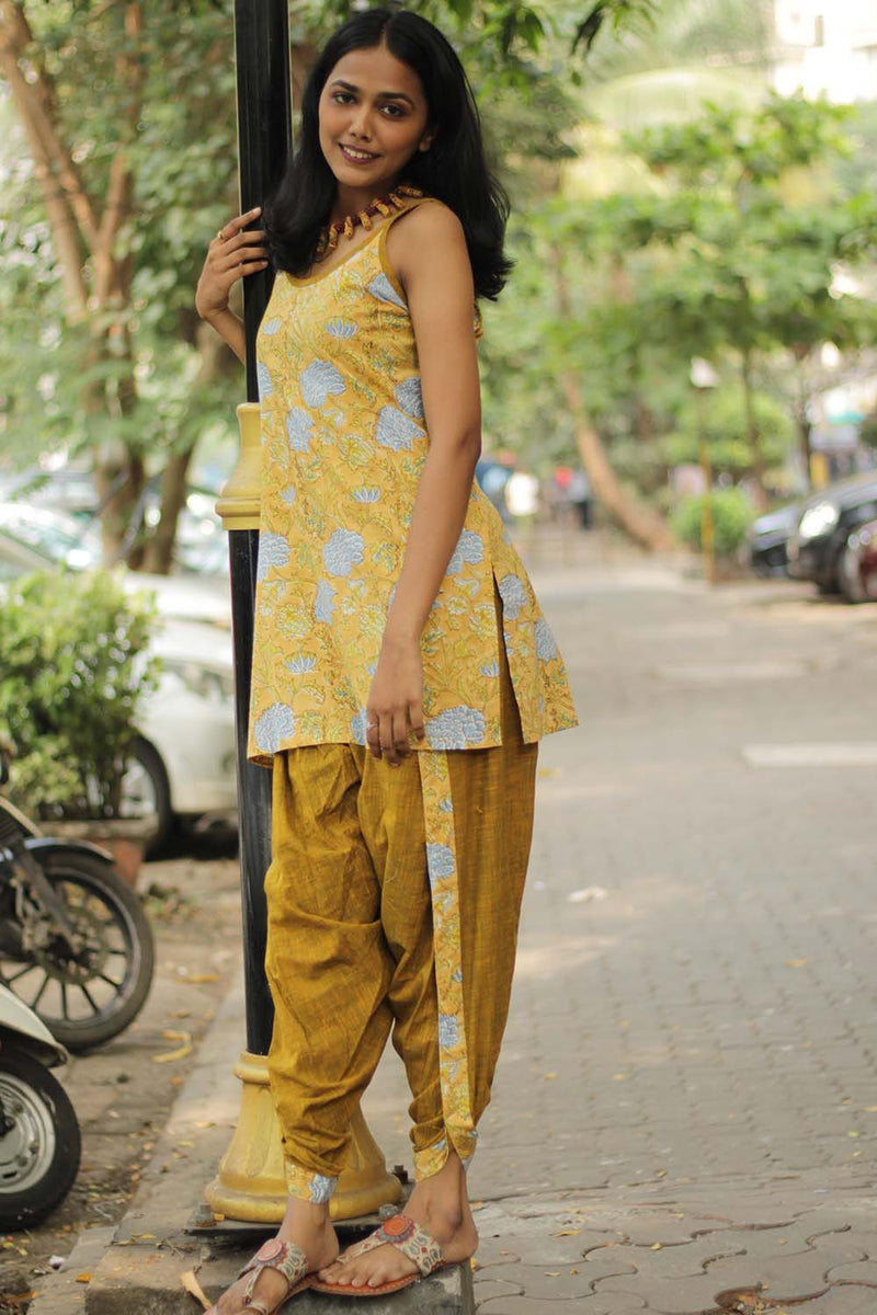 Geet | Dhoti Kurta Co-Ord Set  | Sunshine Yellow Sanganeri