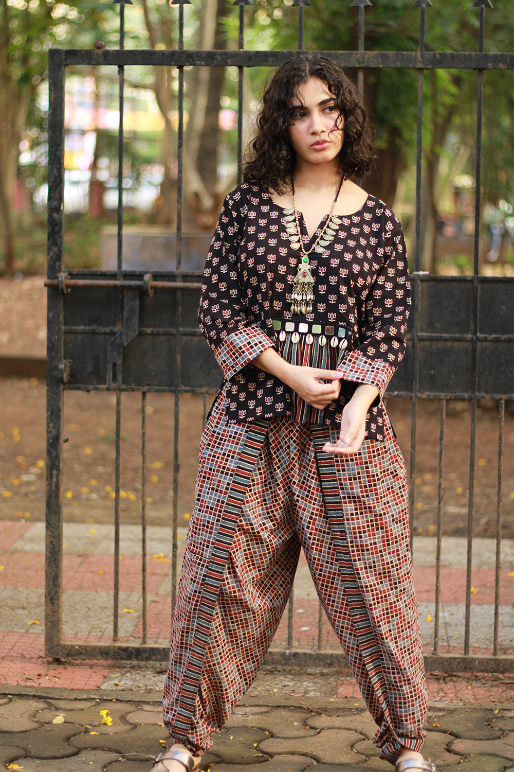 Dhoti Pants | Noir Ajrakh Checks