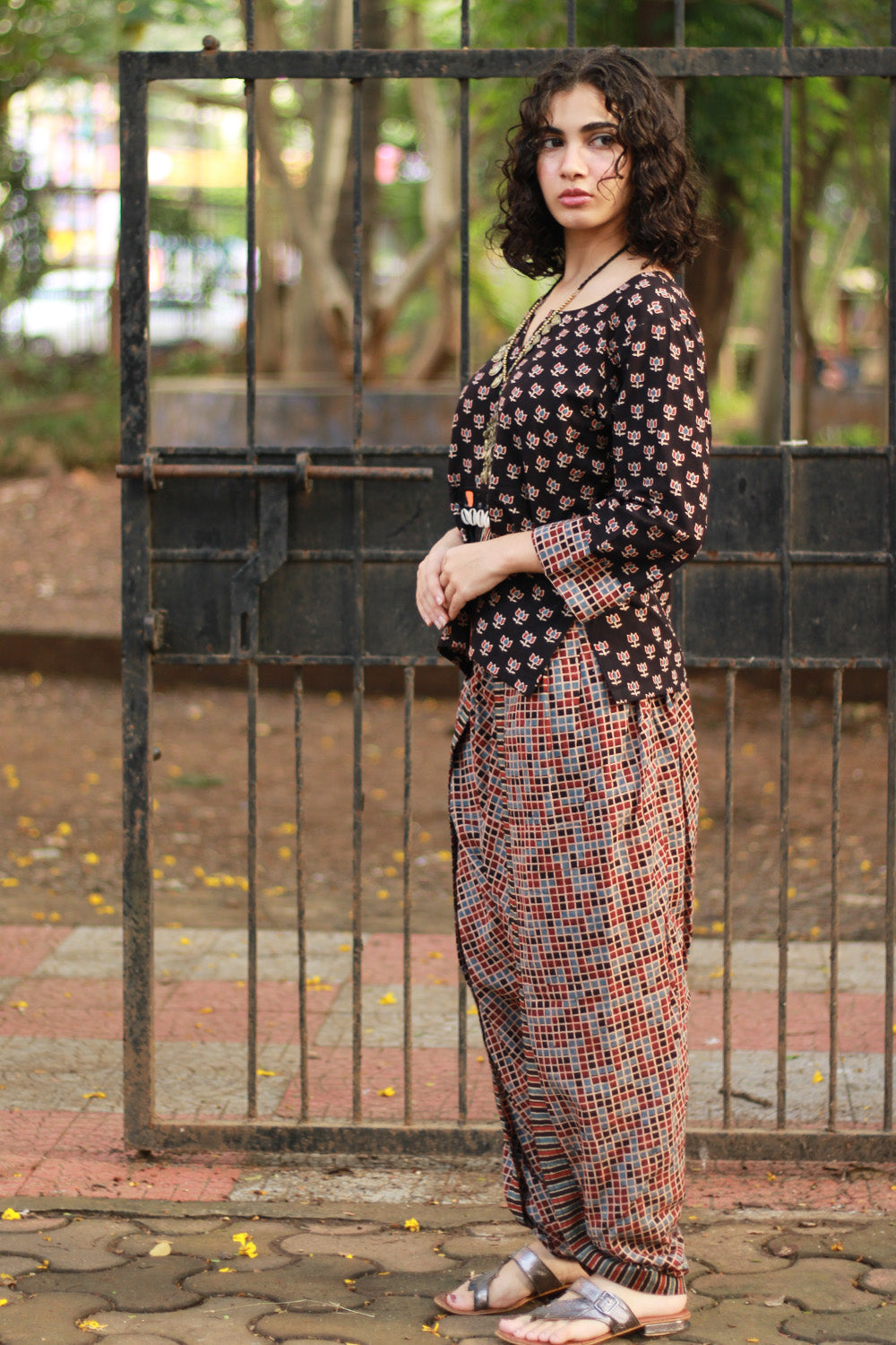 Dhoti Pants | Noir Ajrakh Checks