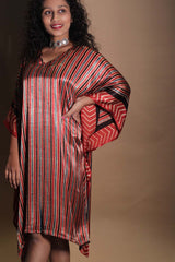 Sitaara | Ajrakh Modal Kaftan | Rouge-Noir Stripes