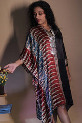 Sitaara | Ajrakh Modal Kaftan | Noir Florals