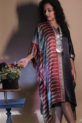 Sitaara | Ajrakh Modal Kaftan | Noir Florals