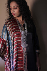 Sitaara | Ajrakh Modal Kaftan | Noir Florals