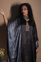 Sitaara | Modal Kaftan | Noir with Blue Ajrakh