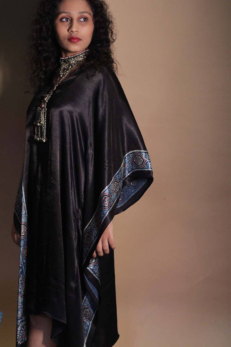 Sitaara | Modal Kaftan | Noir with Blue Ajrakh