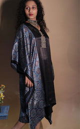 Sitaara | Modal Kaftan | Noir with Blue Ajrakh