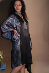 Sitaara | Modal Kaftan | Noir with Blue Ajrakh