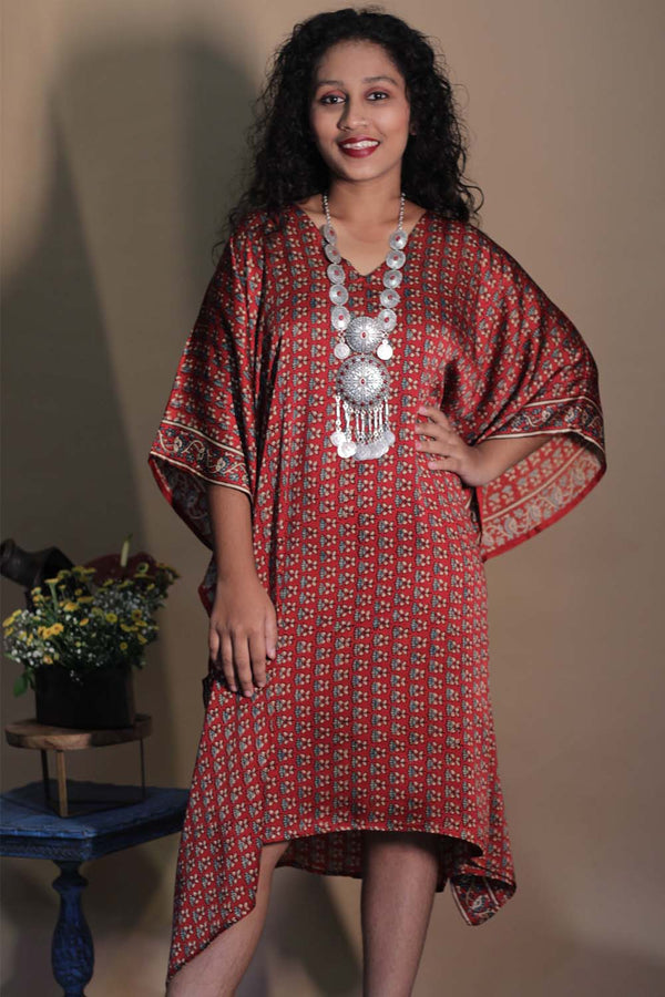 Sitaara | Ajrakh Modal Kaftan | Rouge Florals