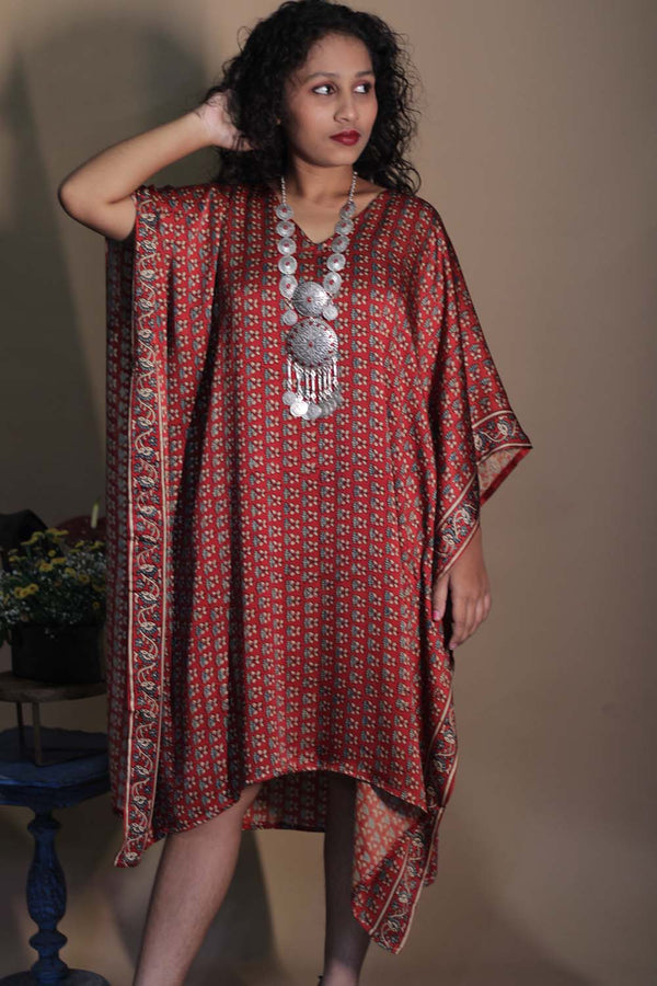 Sitaara | Ajrakh Modal Kaftan | Rouge Florals