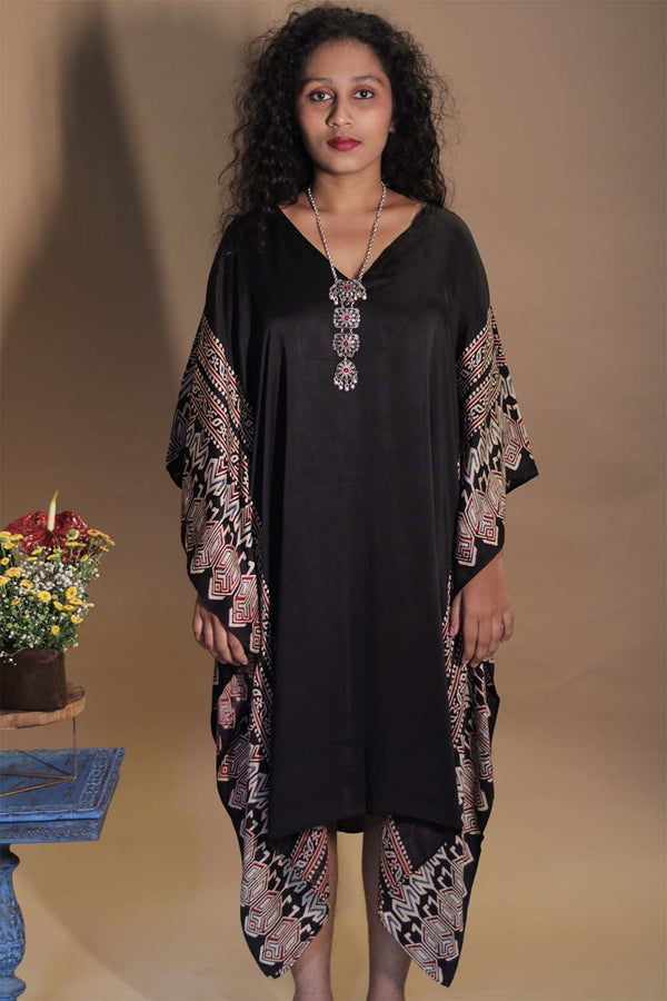 Sitaara | Modal Kaftan | Noir Abstract Ajrakh