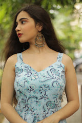 Tarangini | Long  Kali Dress | Blue Sanganeri