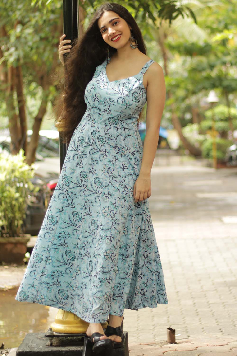 Tarangini | Long Kali Dress | Blue Sanganeri