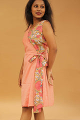 Overlap Dress- Blush Kantha & Sanganeri