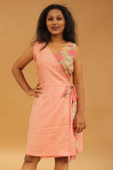 Overlap Dress- Blush Kantha & Sanganeri