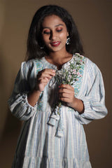 Gypsy | Short Dress | Cyan Stripes
