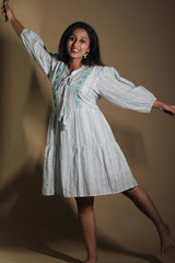 Gypsy | Short Dress | Cyan Stripes