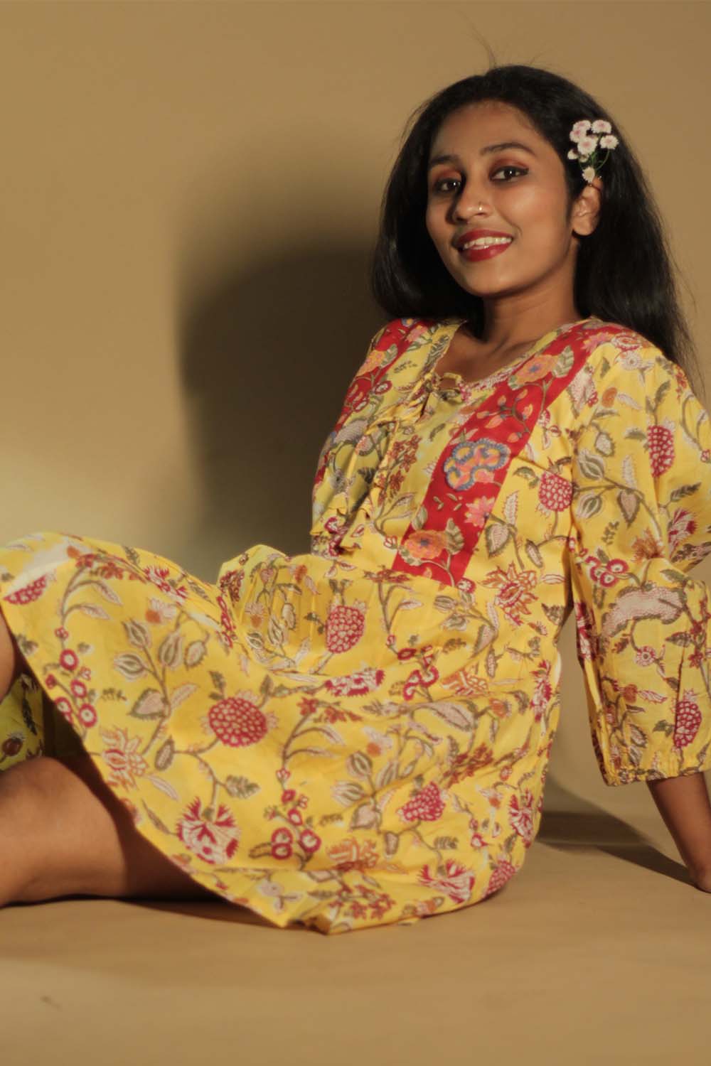 Gypsy | Short Dress | Yellow Sanganeri