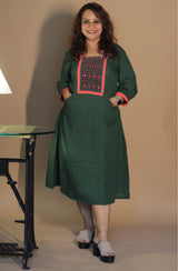 RannRupika | Embroidered Midi Dress | Green