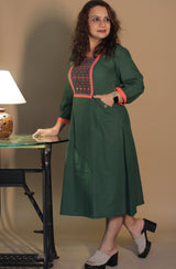 RannRupika | Embroidered Midi Dress | Green