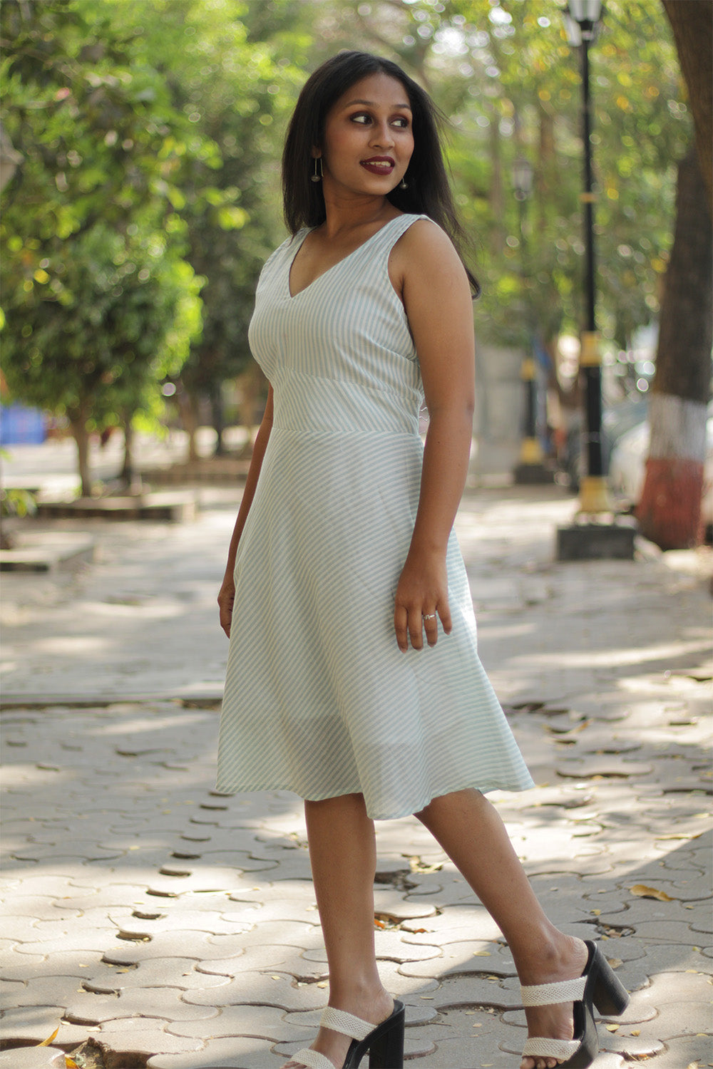 Candy Cane | Fitted Yoke Dress | Mint