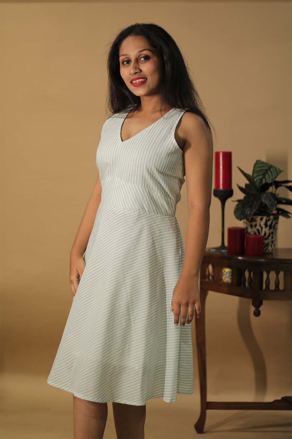 Candy Cane | Fitted Yoke Dress | Mint