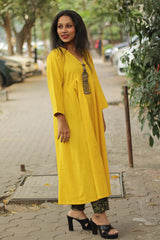 Afghani Pendant Dress | Sunflower Yellow Cotton