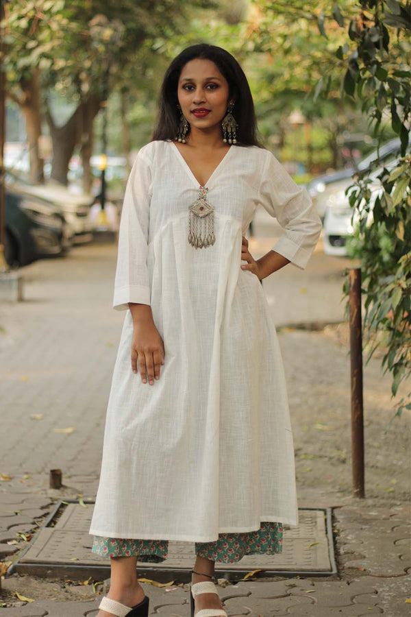 Afghani Pendant Dress  | White Cotton