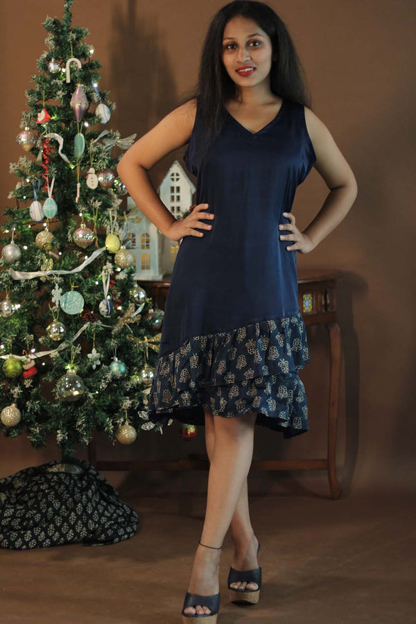 Manchali | Modal Dress with Flounce | Sapphire Blue