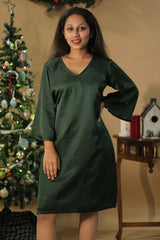 Diva | Bell Sleeves Dress | Emerald Green