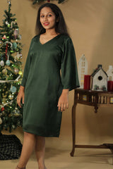 Diva | Bell Sleeves Dress | Emerald Green